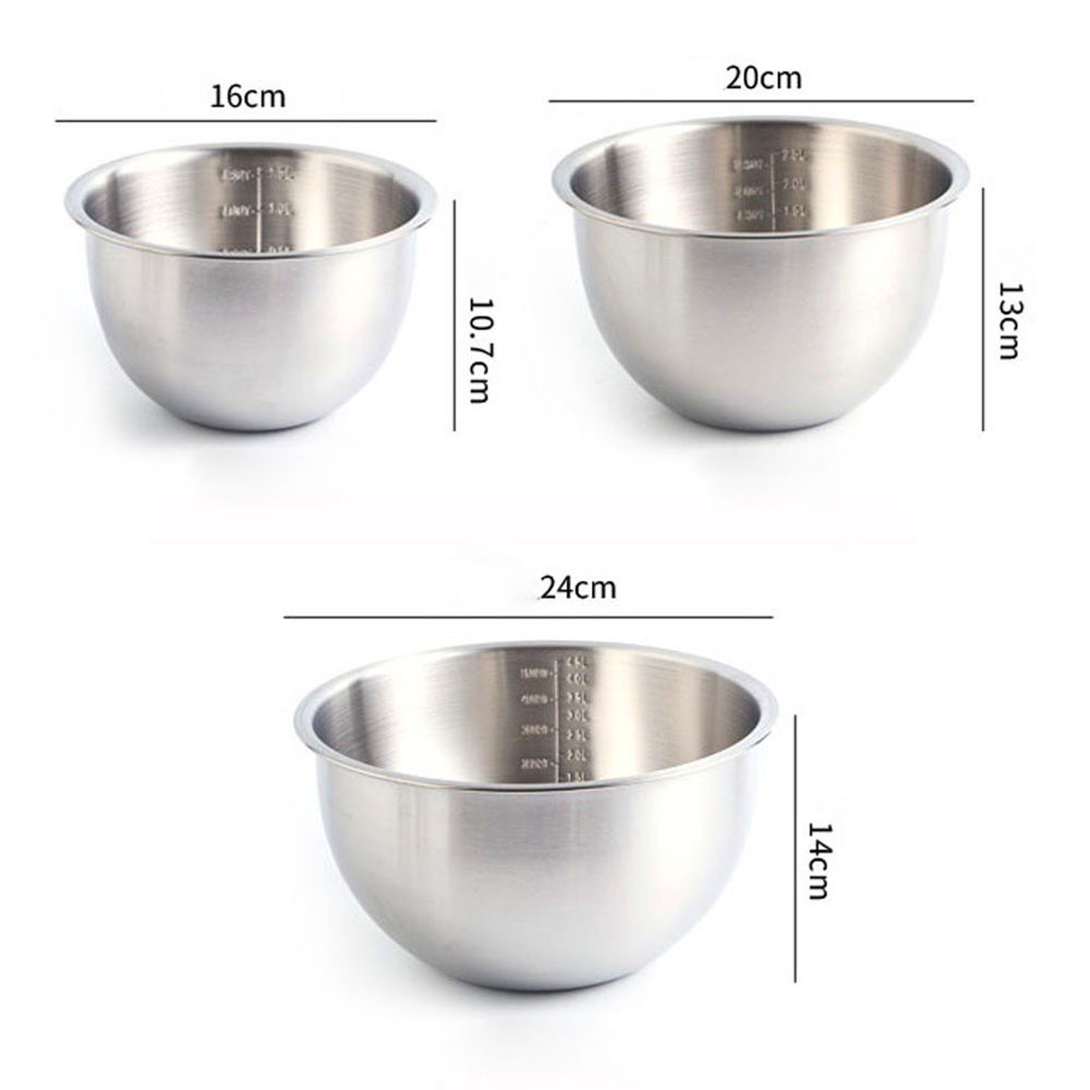 Tô trộn salad / đánh trứng bằng thép không gỉ 304 9 inch 1.5 / 2.5 / 4.5L tiện lợi