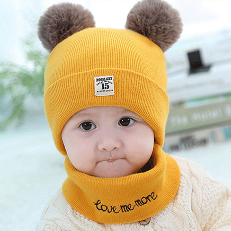 Warm fashion baby knitted shawl hat in autumn and winter
