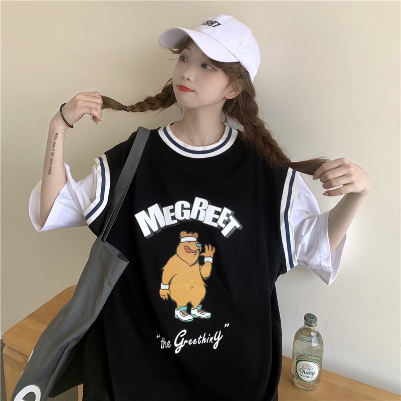 Áo raplang bóng chày unisex form rộng tay lỡ- Gấu mgreet