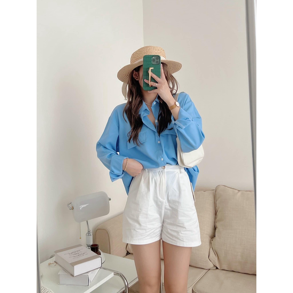 Áo sơ mi nữ lụa trượt không nhăn Junnie Closet