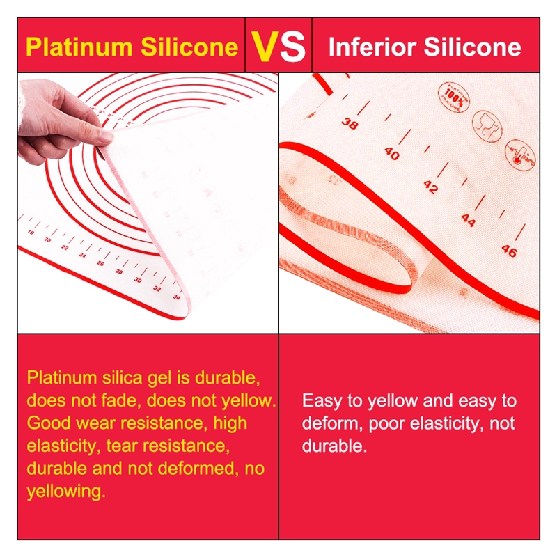 Food Grade Silicone Reusable Nonstick Baking Pastry Rolling Mat Pad Sheet with Measurement