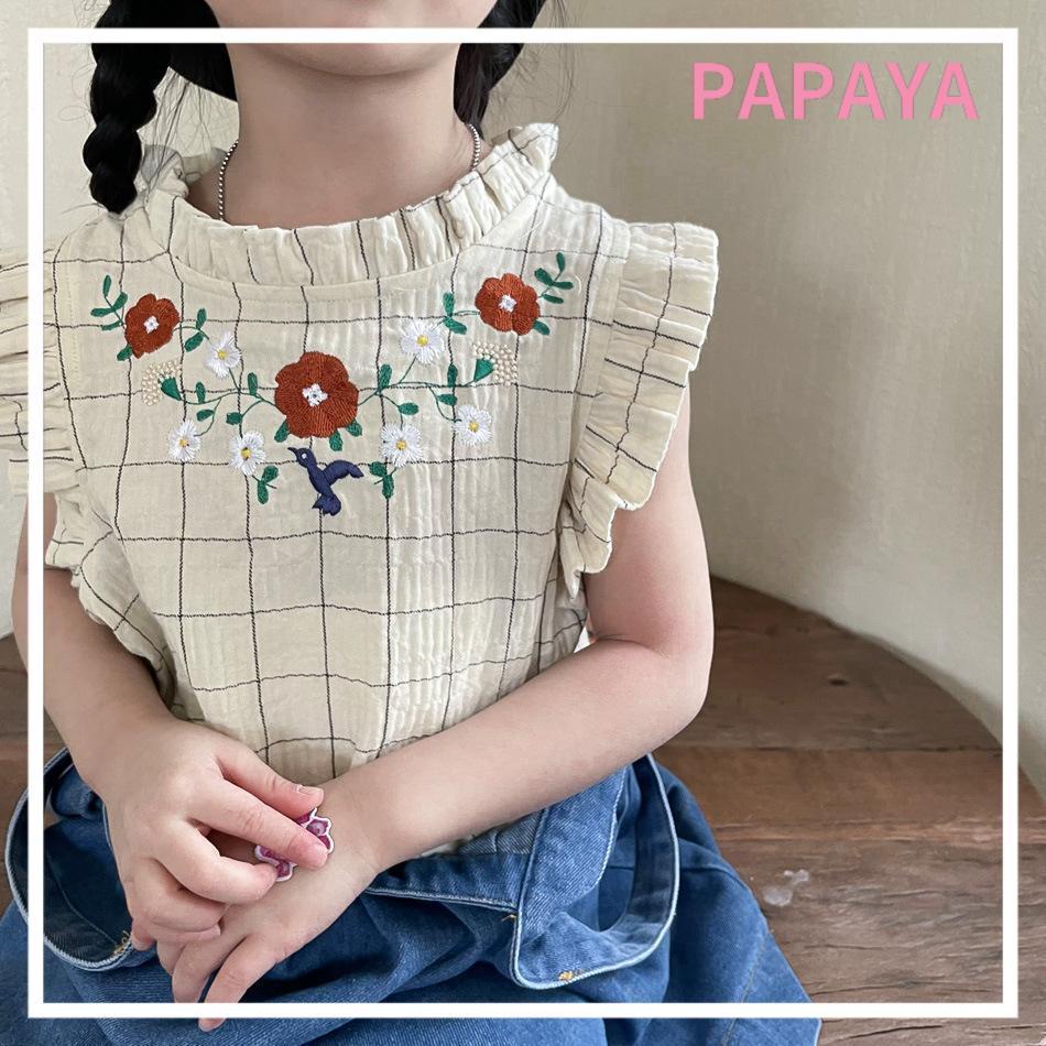 Bộ Áo Nhún Bèo + Chân Váy Yếm Denim Thời Trang Cho Bé Gái