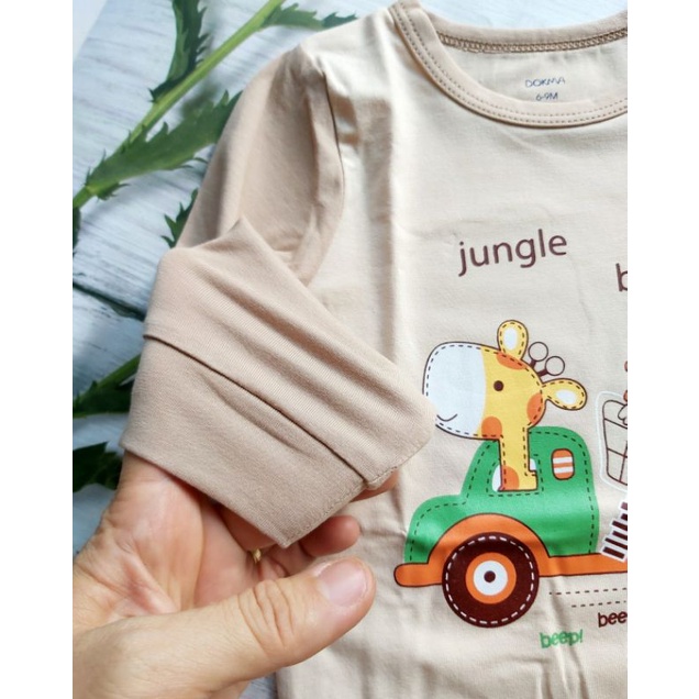 Bộ dài tay cài vai bé trai bé gái Dokma, chất cotton hữu cơ mềm mại, thoát khí