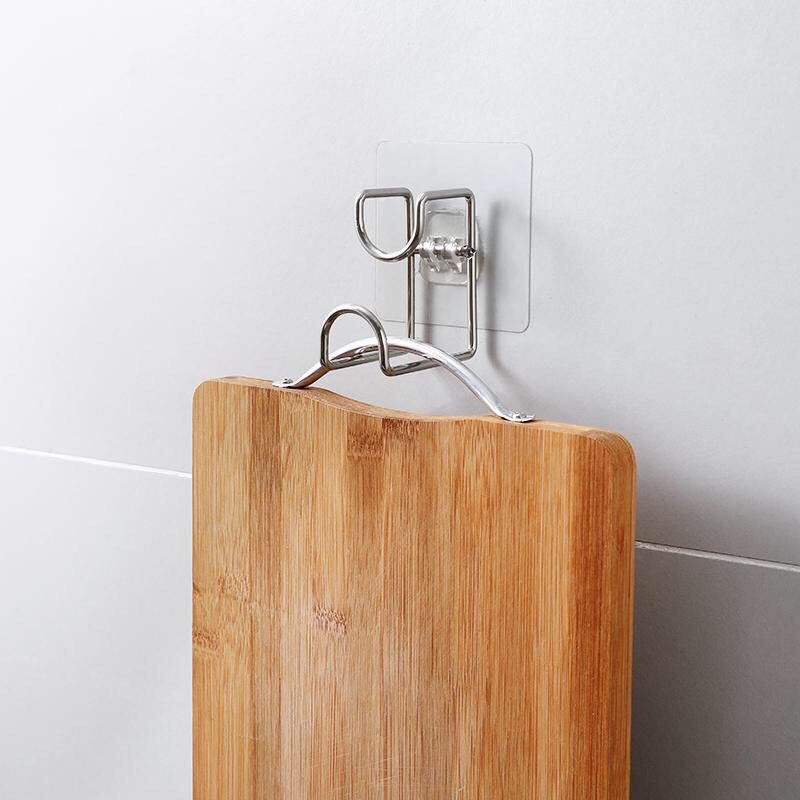 [Hàng Mới Về] Móc Treo Thau, Chậu, đồ dùng Nhà Bếp Bằng Inox Kèm Miếng Dán