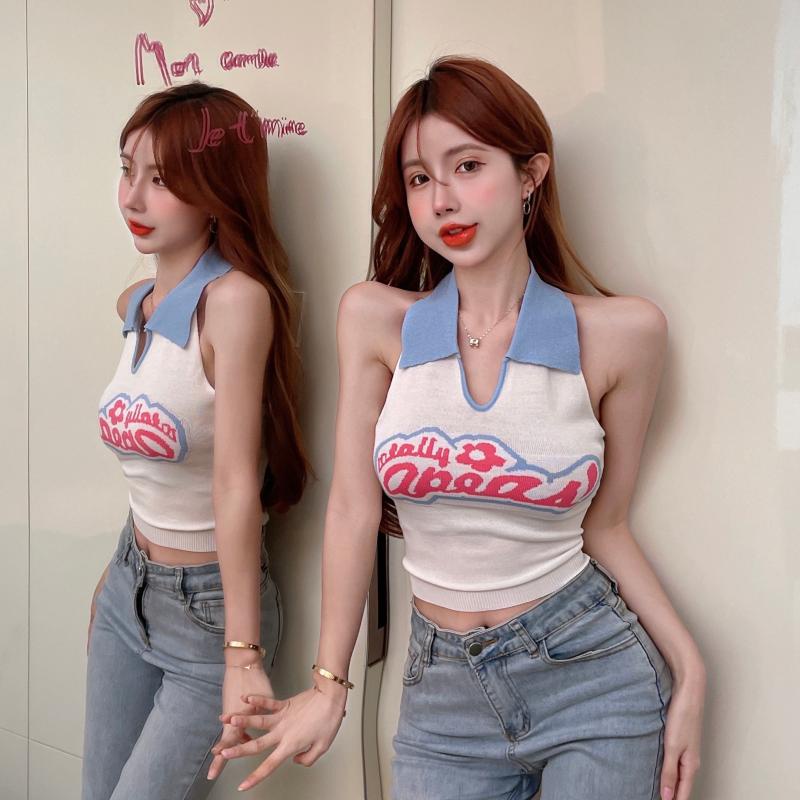 Áo Sát Nách Cổ polo Màu Sắc Trẻ Trung Quyến Rũ Thời Trang Hè Cho Nữ