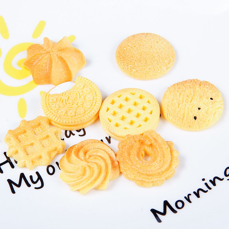 Set 10 Móc Khóa / Điện Thoại Hình Bánh Waffle Bằng Nhựa Resin Diy