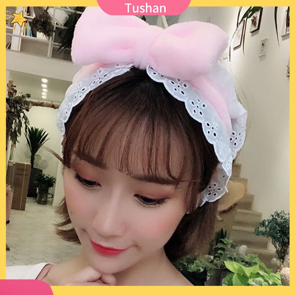 Băng đô co giãn phối ren xinh xắn buộc nơ đáng yêu dành cho nữ