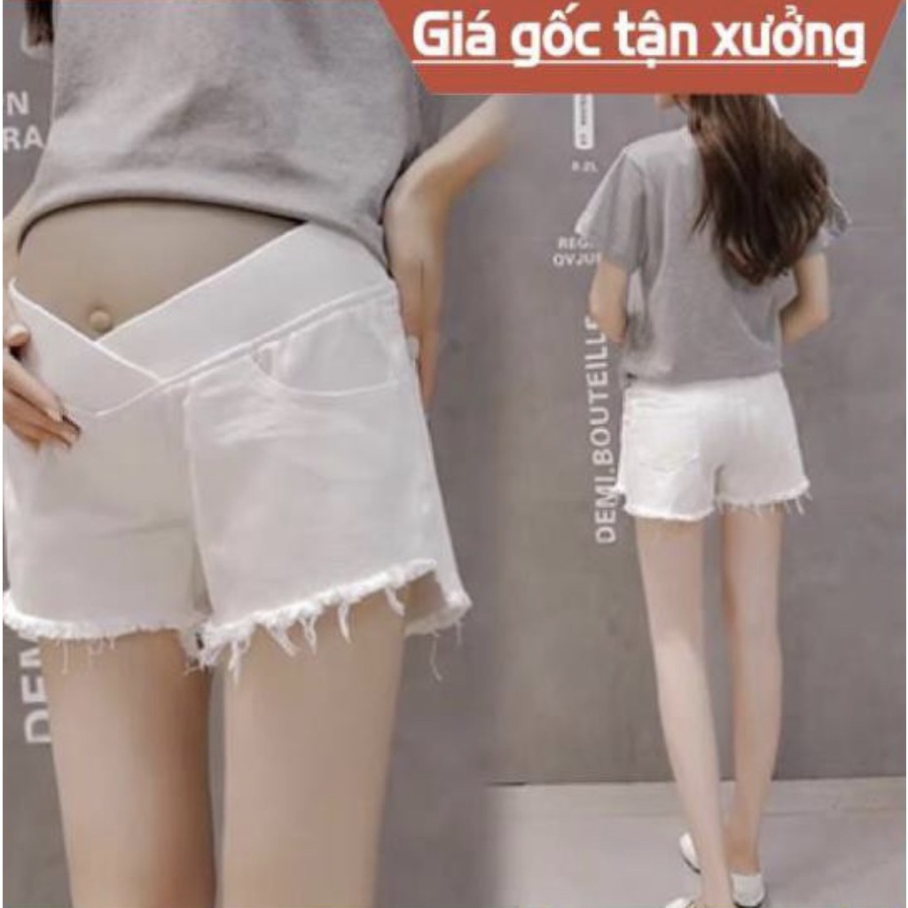 Quần Sooc Bầu Kaki Cạp Cao.Quần Bầu Cạp Chéo Có Dây Chun Chỉnh Bụng A040 Lin Store66