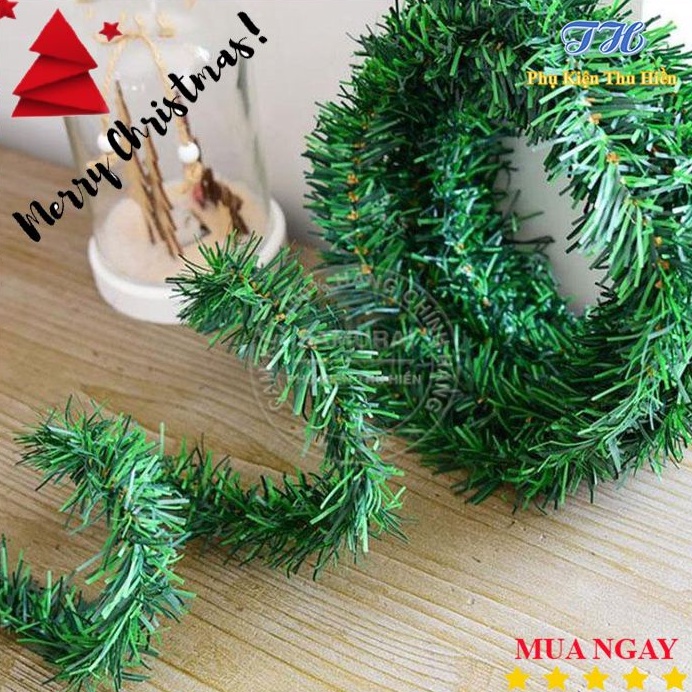Sợi Lá Thông Trang Trí Noel Màu Xanh Lấp Lánh - 9M