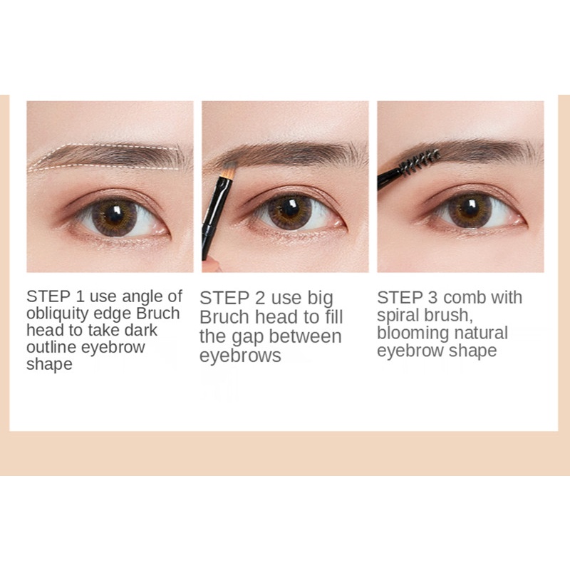 Bảng phấn kẻ lông mày UNNY CLUB 3 màu tùy chọn chống thấm nước có cọ và gương 3g