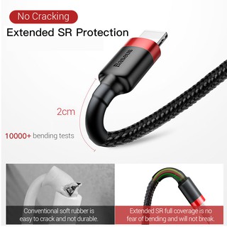 Cáp Baseus Cafule Lightning cho iPhone/ iPad 1m ( 2.4A, Sạc nhanh, Siêu bền)