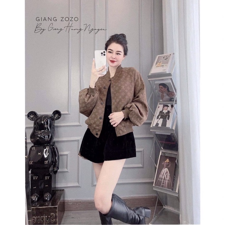 Áo khoác LV cúc bấm,áo gió nữ form bomber siêu xinh