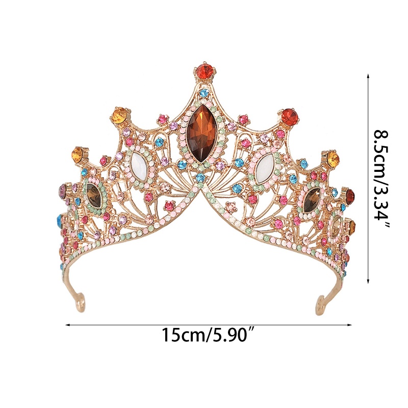 Cài Tóc Hình Vương Miện Đính Đá Pha Lê Nhiều Màu Dành Cho Cô Dâu