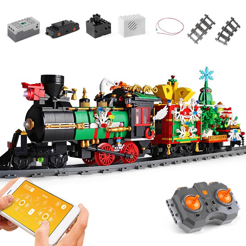 （CÓ SẴN）Đồ chơi lắp ráp mô hinh Merry Christmas Mould king 12012 Đoàn Tàu Lửa đón giáng sinh có điều khiển từ xa