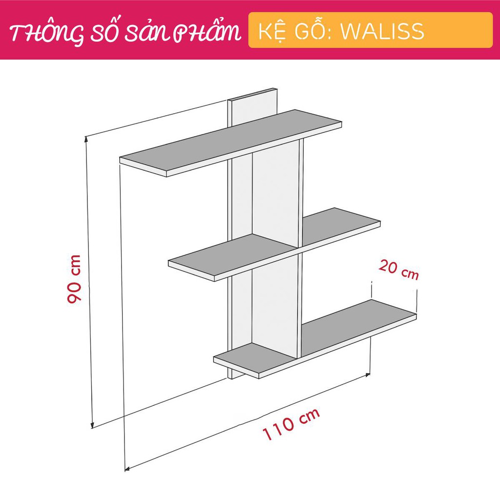 Kệ gỗ treo tường trang trí hiện đại SMLIFE Wallis