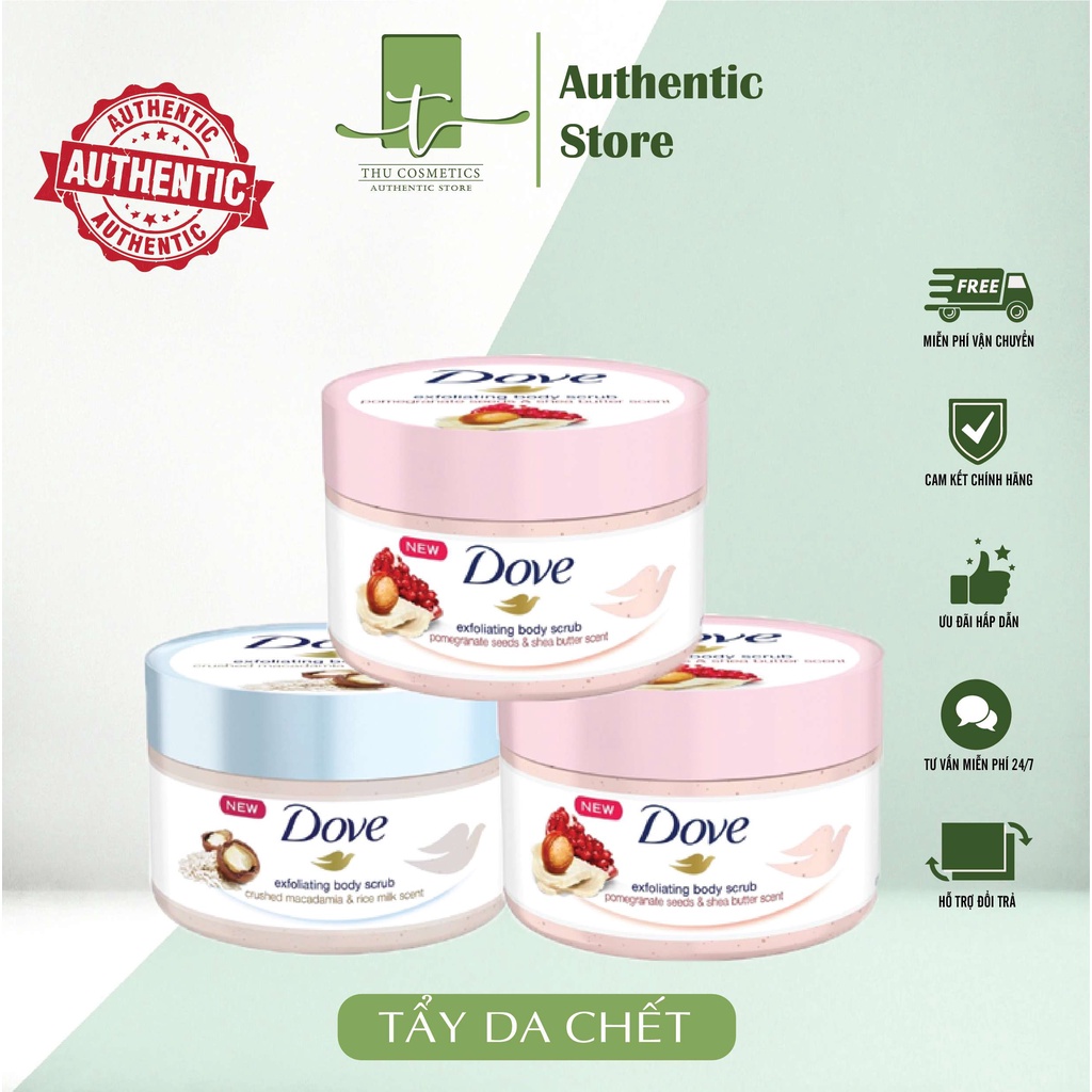 Tẩy da chết Body DOVE Exfoliating Body Polish giúp tẩy tế bào chết, chăm sóc da 225g