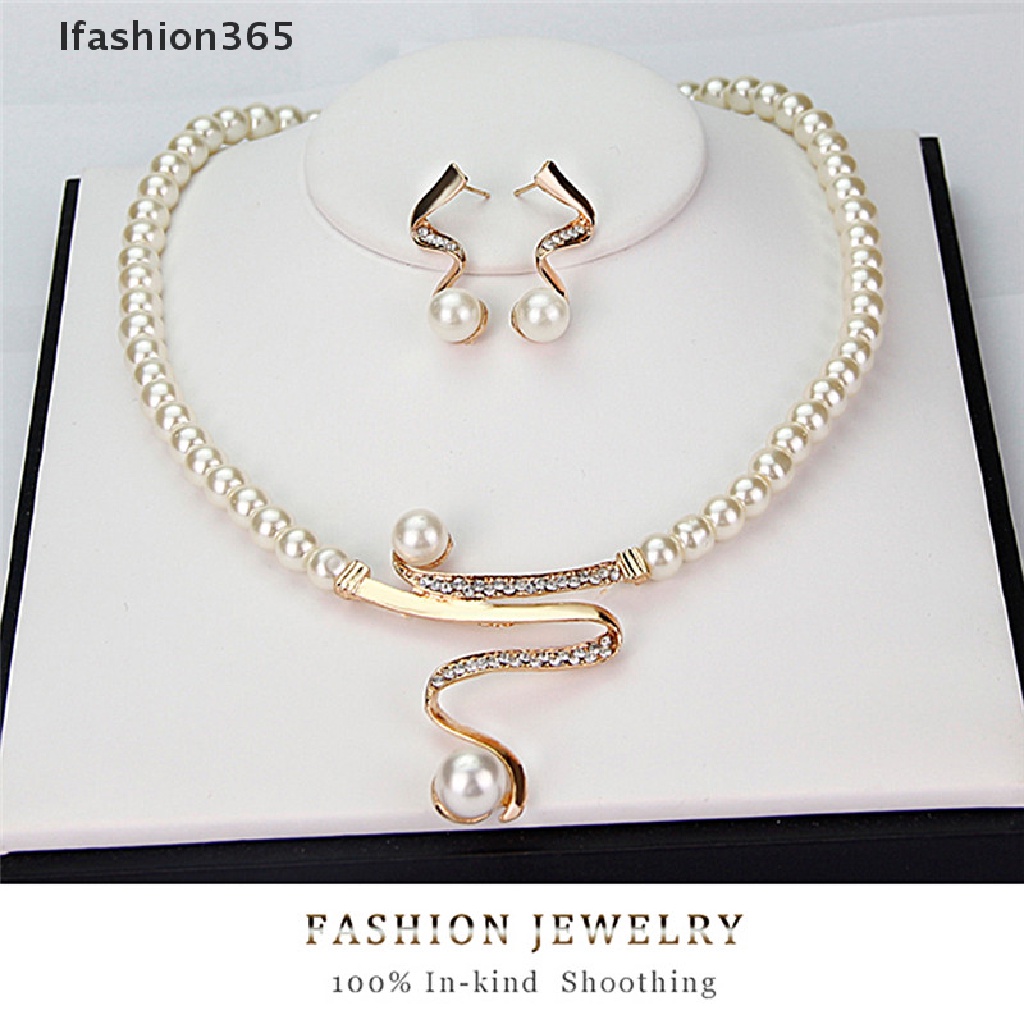 Bộ Vòng cổ + bông tai đính ngọc trai giả 365 cho cô dâu