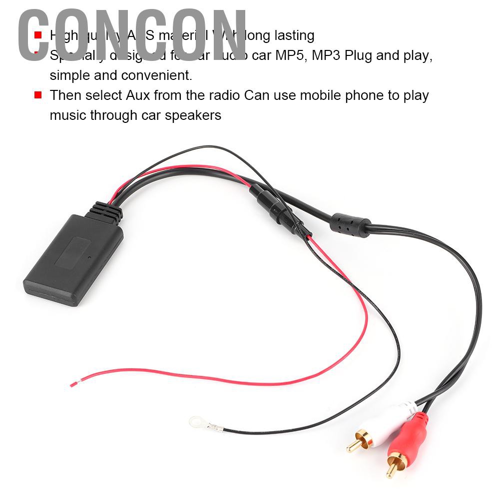 CONCON Universal Bluetooth AUX Receiver Module 2 RCA AUX‑IN Adapter for Car Audio ABS