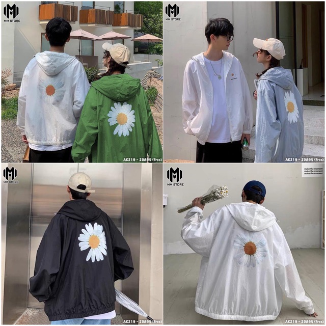🔥𝐆𝐈𝐀́ 𝐒𝐈̉🔥219 Áo Khoác Dù Hoa Cúc (Hình Thật) Dù 2 Lớp Unisex - Couple - Hottrend - Giá Sỉ - Siêu Rẻ