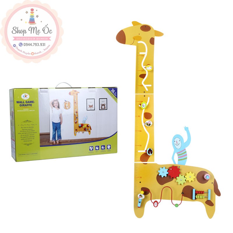 (Hàng có sẵn) Đồ chơi treo tường kèm đo chiều cao cho bé - Mẫu Hươu cao cổ