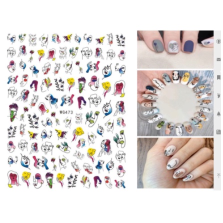 sticker trang trí nail hình người
