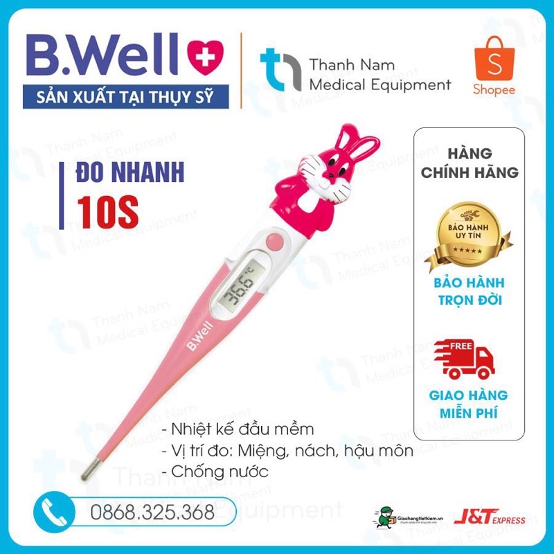 Nhiệt kế điện tử đo nhiệt độ cơ thể dạng bút đầu mềm Bwell bảo hành trọn đời