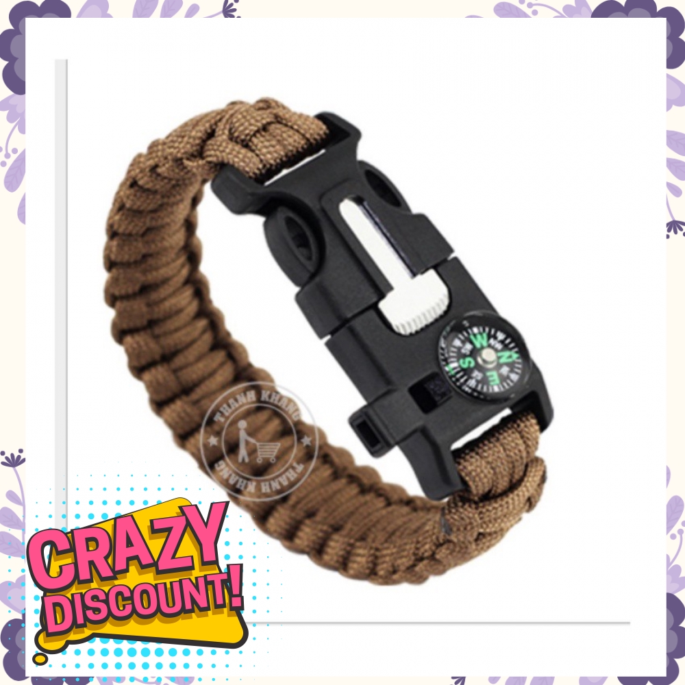 Vòng đeo tay đa năng Thanh Khang dành cho phượt thủ có la bàn +chức năng đánh lửa (Màu nâu) 009000014