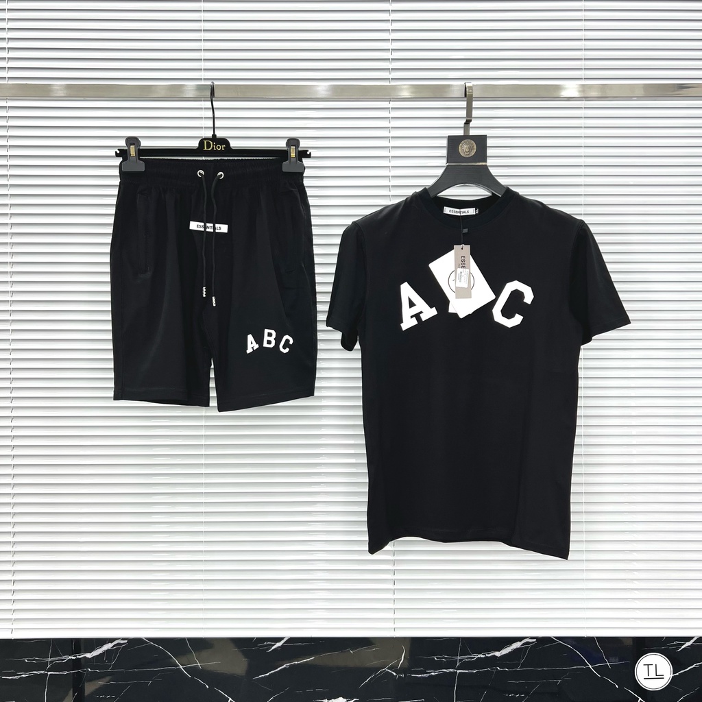 Bộ quần áo mùa hè cao cấp cổ tròn vải cotton xịn dành cho nam essential 7 (ảnh thật)