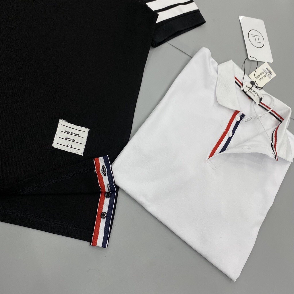 Aó Polo nam vạch tay, cao cấp chất mát, áo phông nam thấm hút hồ hôi unisex 2 màu trắng đên - AP05