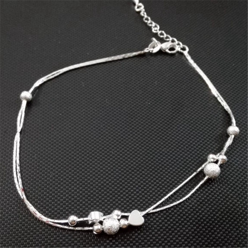 Thời Trang Hàn Quốc Nhỏ Tươi Trang Sức Bạc Mạ Mắt Cá Chân Trái Tim Dễ Thương