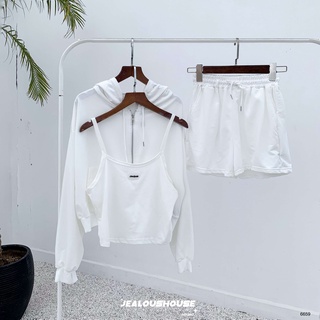 Set áo khoác hoodie quần short nỉ - 6659