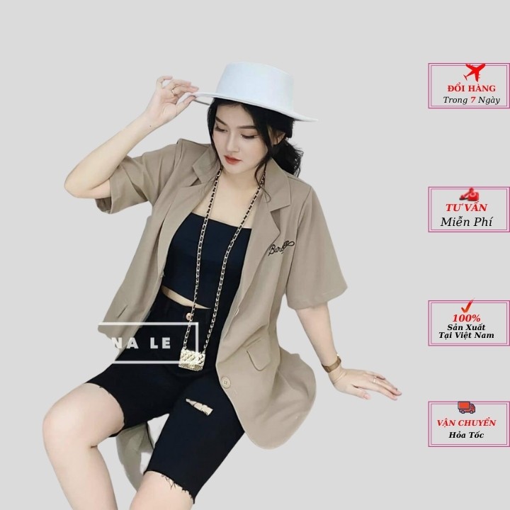 áo khoác vest nữ thêu chữ áo bomber nữ màu trắng be đen dài tay kiểu dáng hàn quốc cao cấp phong cách YoLo-Fashion
