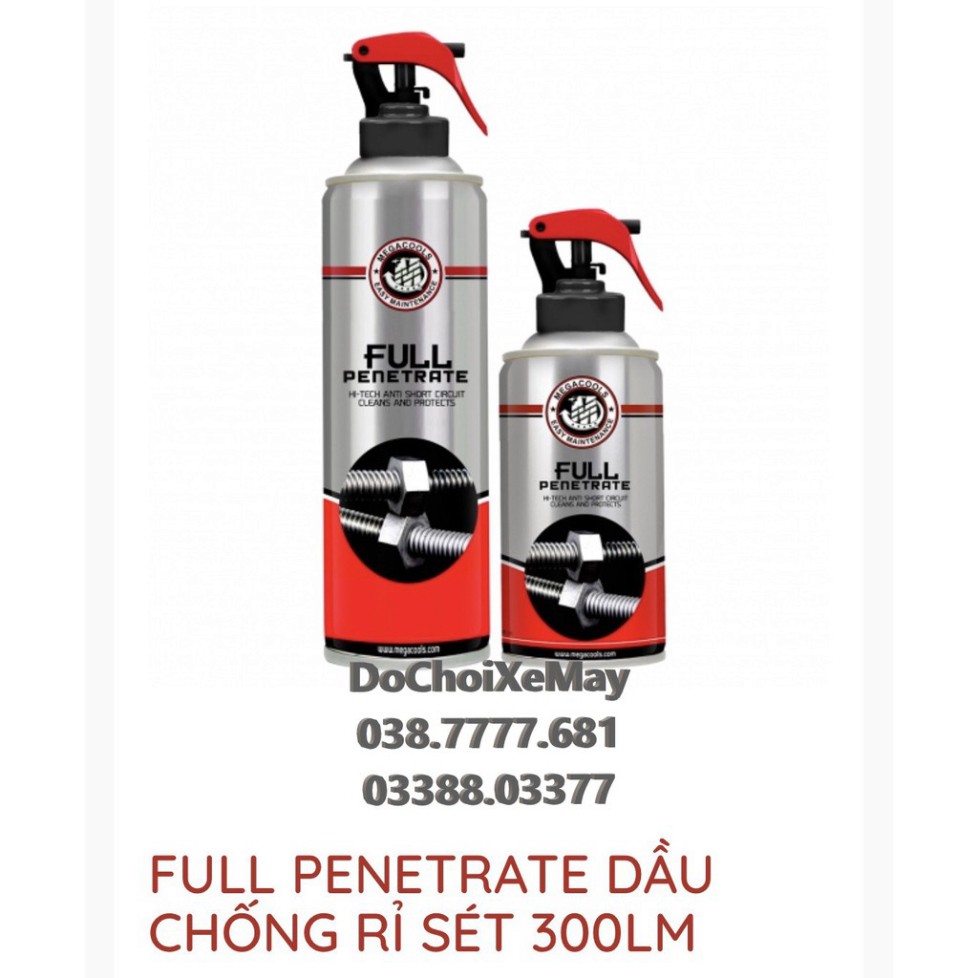 Rửa sên, phá sét, chống rỉ Megacools FULL PENETRATE 300ml ,chống oxi hóa.MS 800 ĐẠI KA STORE