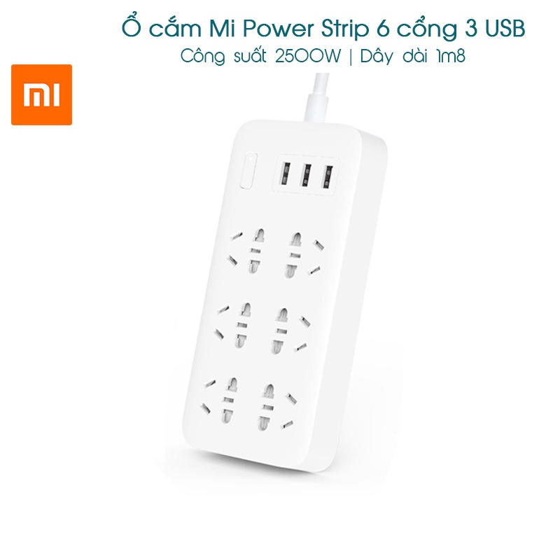 [Hỏa Tốc HCM] Ổ cắm điện ZMI CX05 18W /Ổ cắm Xiaomi Mi Power Strip 6 cổng 3 USB