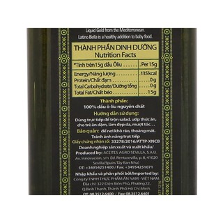 DẦU OLIVE EXTRA VIRGIN LATINO BELLA 250ML