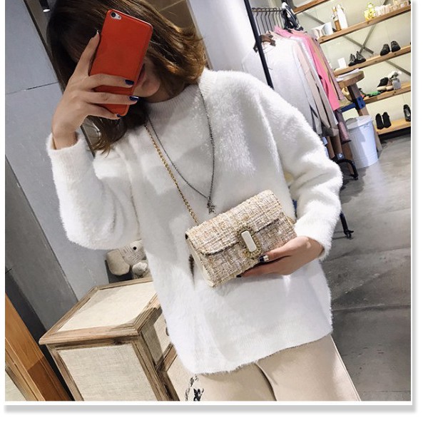Túi đen vai nữ   GIÁ VỐN]   Túi xách nữ mini khóa cắt ngang sang trọng 9152