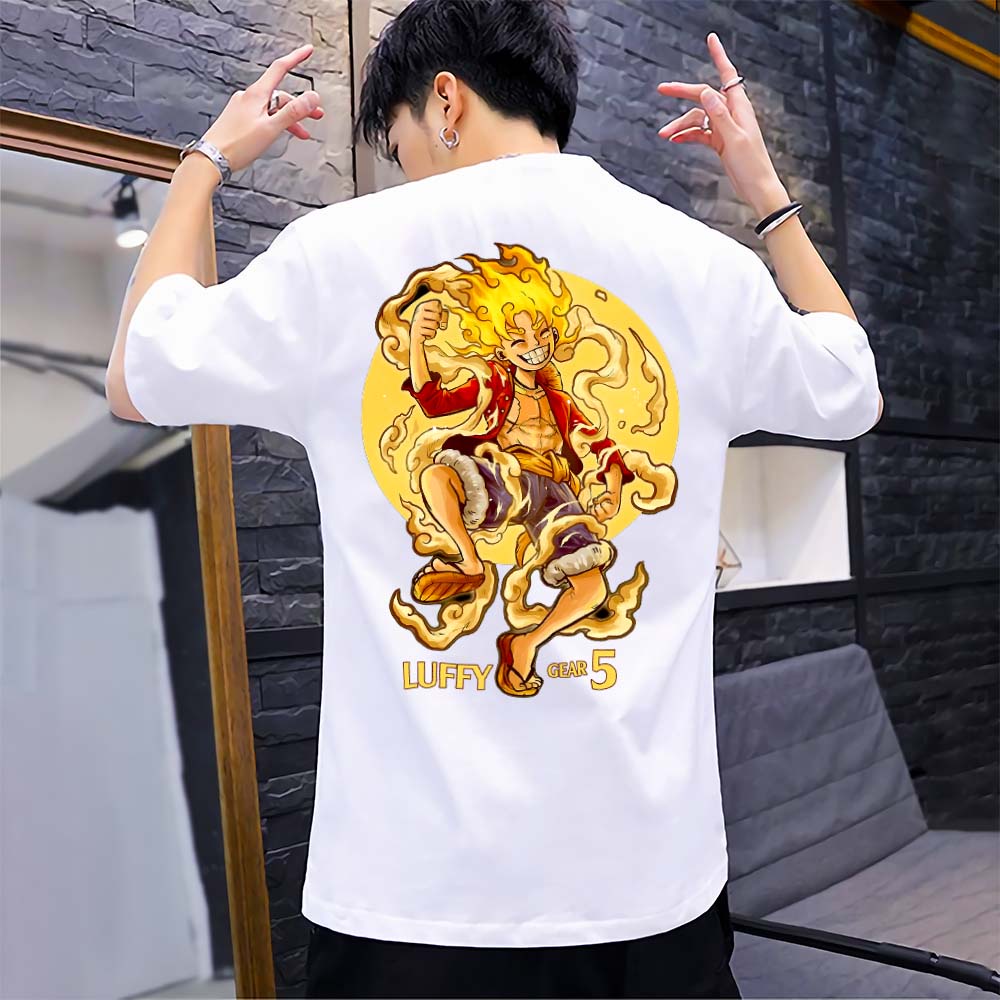 Áo one piece luffy gear 5 nika nam nữ Áo phông one piece luffy gear 5 nika trắng đen form rộng unisex cotton co giãn tho