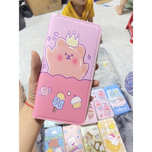 Ví nữ dài cầm tay đẹp dễ thương nhiều ngăn nhiều hình cô gái,hình thú