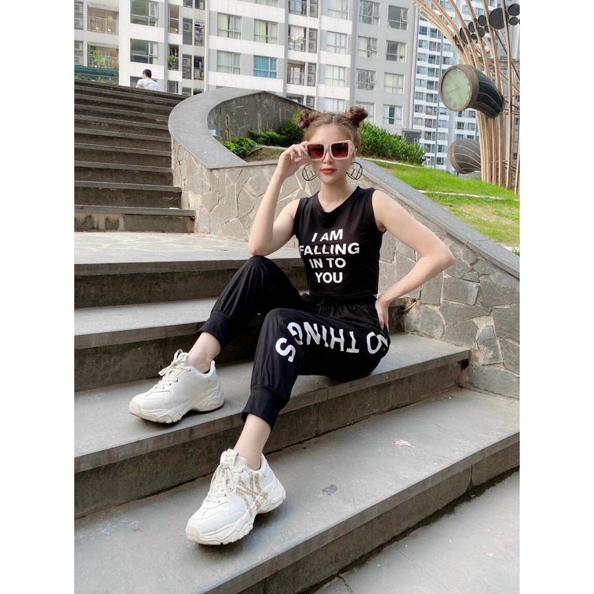 Đồ Tập GYM, Yoga Nữ, Bộ Quần Dài Áo Thun Joker 3 Lổ Hót Trend Oderi MS677