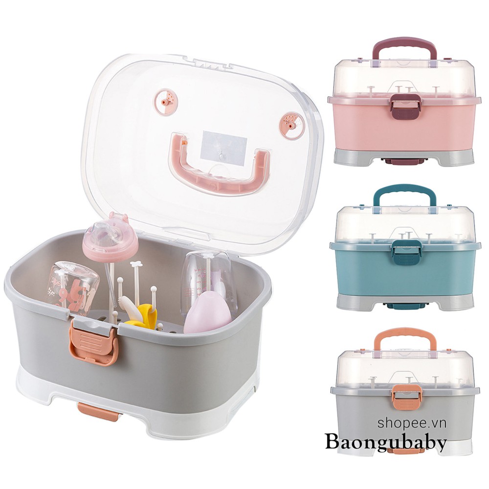 Khay đựng bình sữa có nắp đậy Finley 0030 / Tia UV 0076 - giá úp bình sữa Jupin - Gấu mới - Vuông - Holla 15216