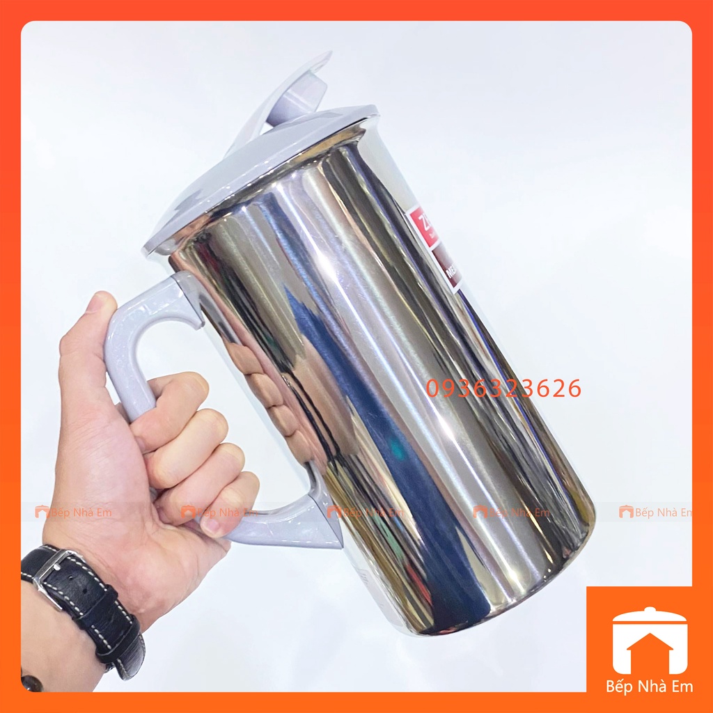 Ca Rót Nước Inox 304 ZEBRA Nắp Nhựa An Toàn 1.9L Cao Cấp - 115028 - Hàng Nhập Khẩu Thái Lan