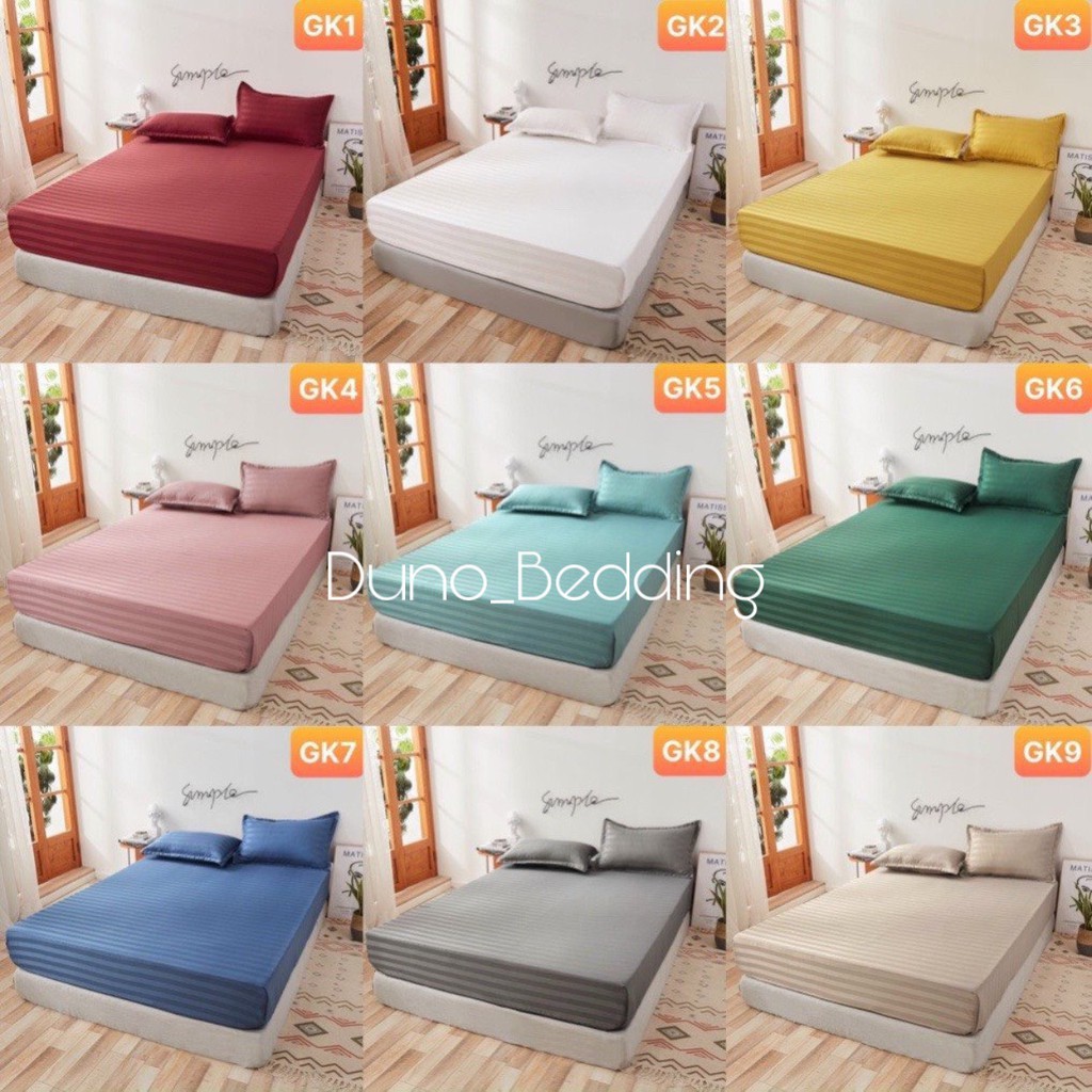 Ga giường Cotton 3F (có 2 vỏ gối) ❤️ FREESHIP ❤️ Cotton kẻ sọc khách sạn mẫu mới nhất 2021 (mẫu GK1-GK9)