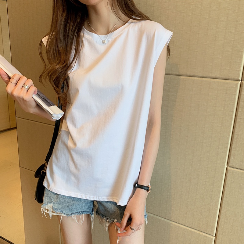 Áo Cotton Nữ Cao Cấp Trơn Cổ Tròn Không Tay Độn Vai Thời Trang Trẻ Trung Sugal TOP NU 033V3