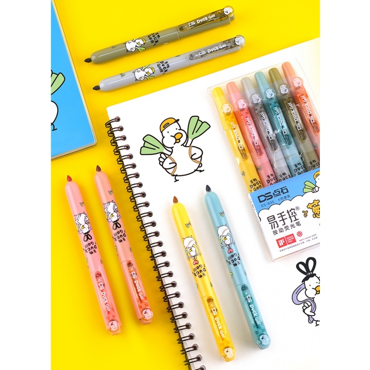 NIKKI Bút Đánh Dấu 6 Màu Hình Chú Vịt Dễ Thương