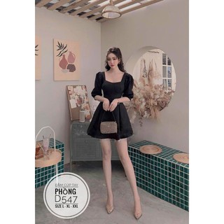 Bigsize Đầm cúp tay phồng D547