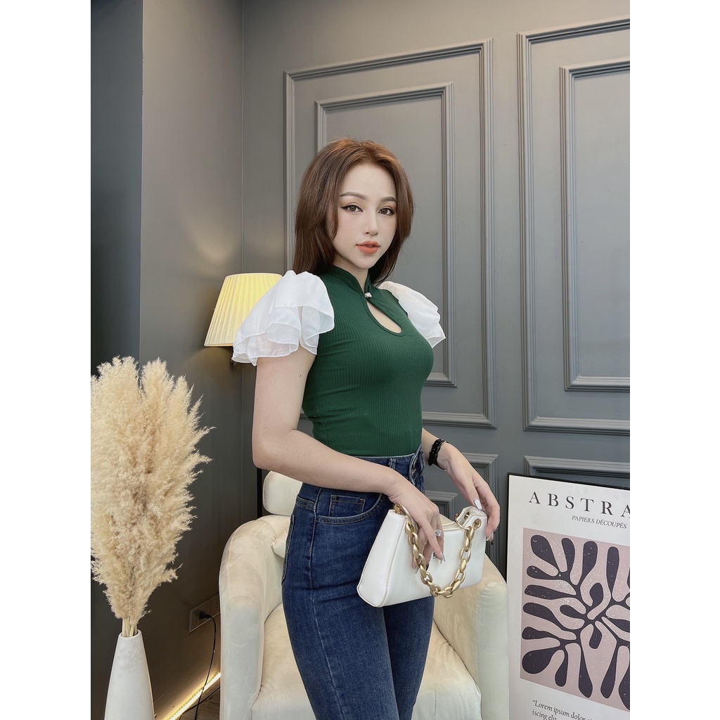 Áo thun kiểu nữ CRAZYTEEN tay cánh tiên AT0278