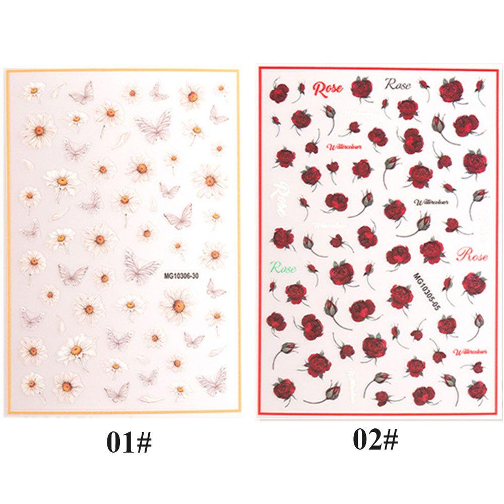 Miếng Dán Trang Trí Móng Tay Họa Tiết Hoa Hồng Và Bướm Độc Đáo