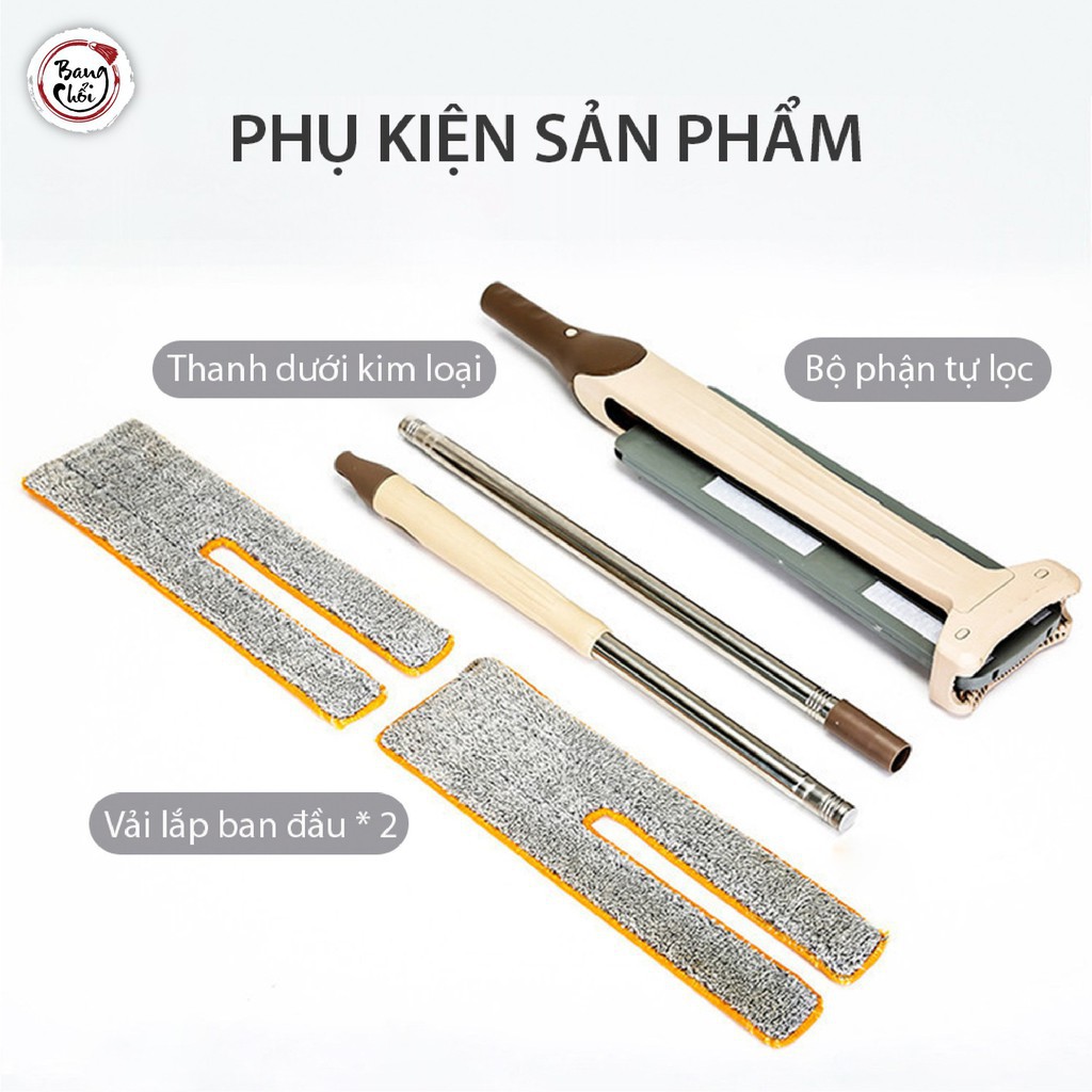 Cây lau nhà chổi lau nhà thông minh hai mặt tự vắt xoay 360 độ Spin Mop mâm chữ nhật