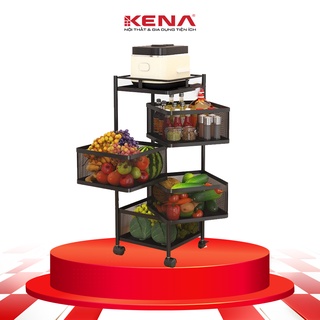 Kệ bếp đựng rau củ quả vuông xoay 360 tiện ích đa năng KENA KN 158 Sơn tĩnh điện chống gỉ cao cấp