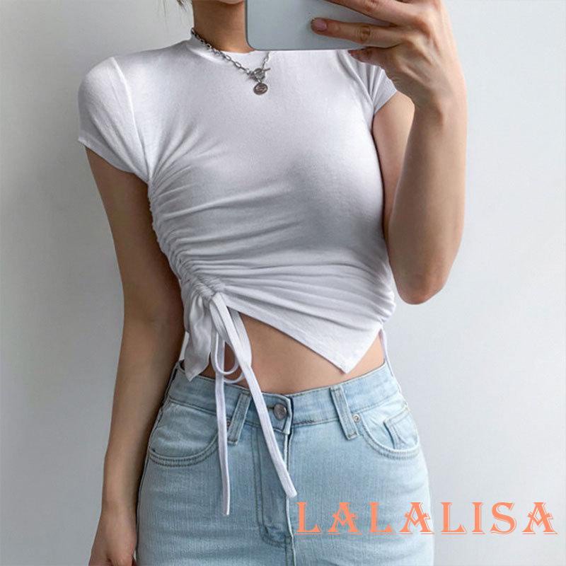 Áo Crop Top Tay Ngắn Cổ Thuyền Màu Sắc Đơn Giản Dành Cho Nữ | BigBuy360 - bigbuy360.vn